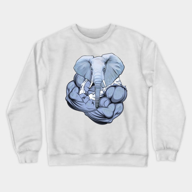 Gym Fitness Elephant Training Motivation Crewneck Sweatshirt by yamiston